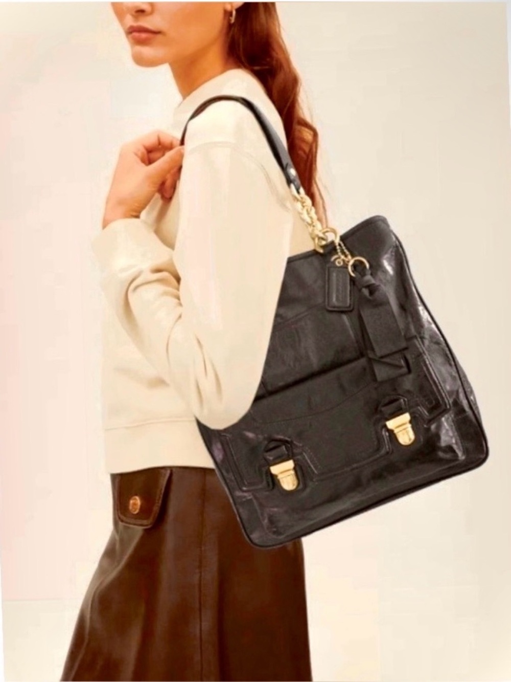 Coach Poppy 17924 Camelia Pushlock Leather